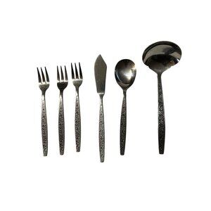 Stanley Roberts La Spana Stainless Flatware Set Of 6 Floral Pattern Made In Kore